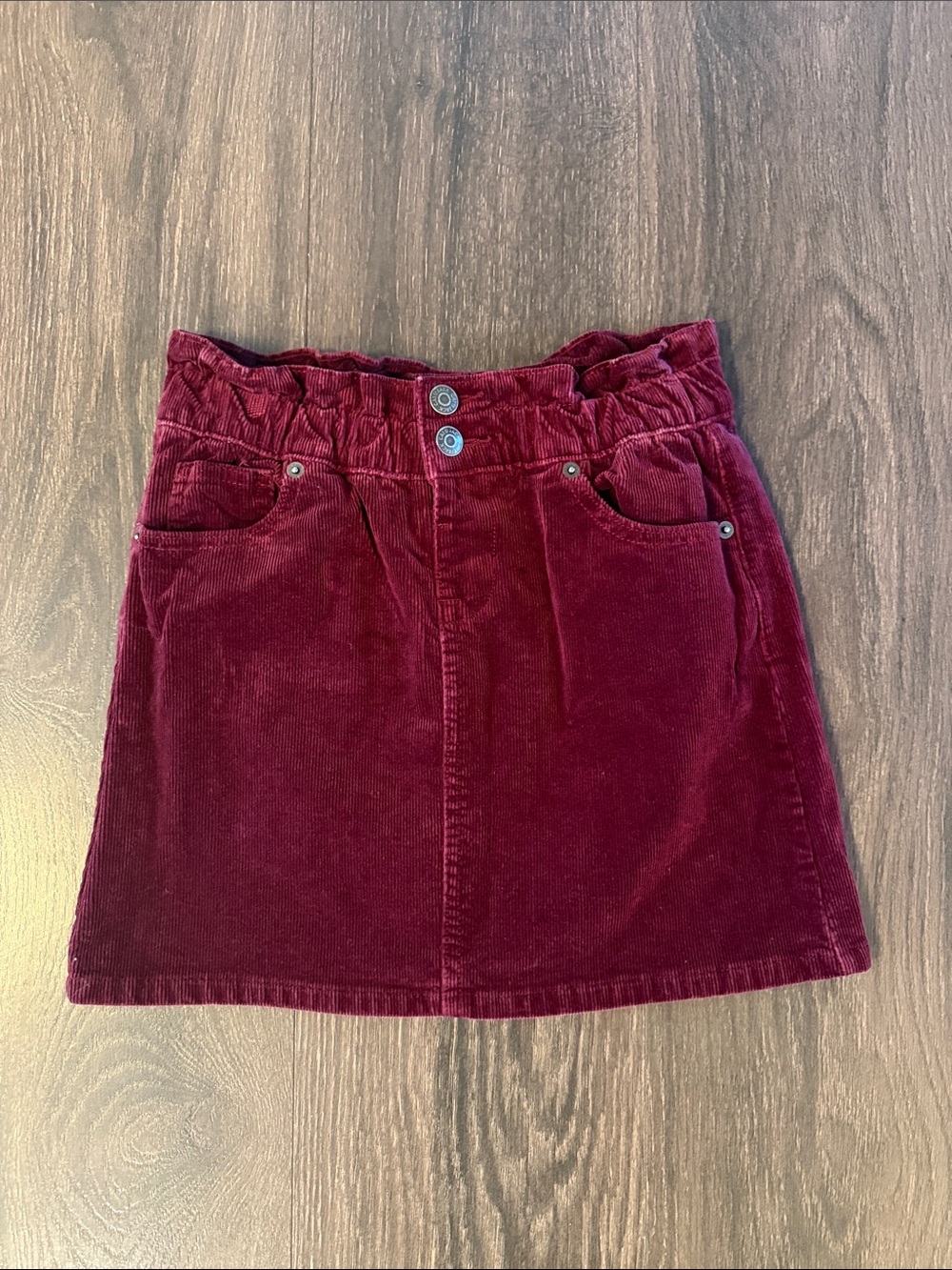 Cat & Jack Burgundy Corduroy Paperbag Waist Skirt, Size 10/12